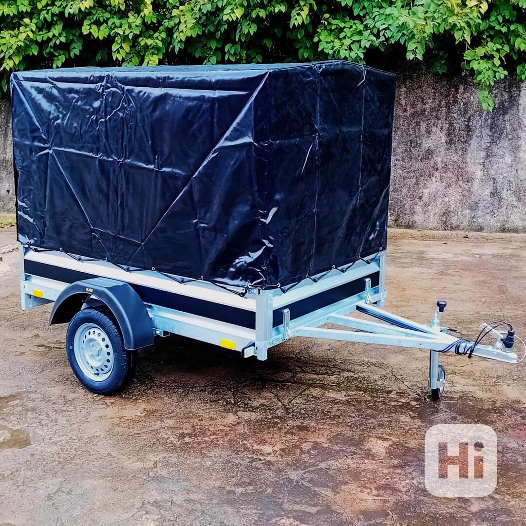 Nový přívěsný vozík 2,05m x1,30 +plachta, svařovaný rám, DPH - foto 1