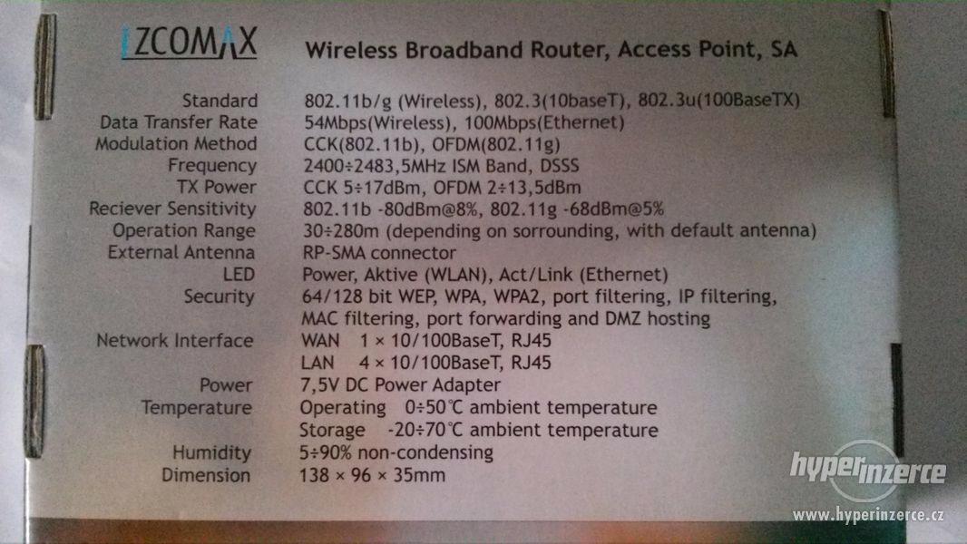 Wifi router Zcomax WA-2204A-TX za 80 Kč  - foto 2