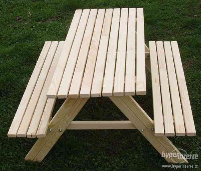 Dětský dřevěný zahradní nábytek - Piknik set - nový - foto 3