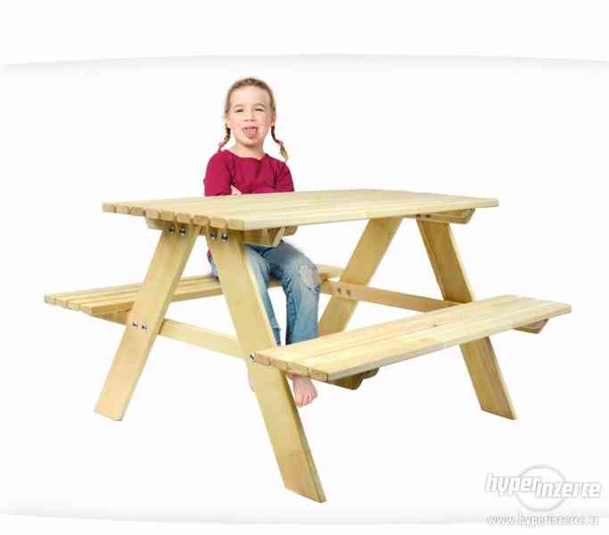 Dětský dřevěný zahradní nábytek - Piknik set - nový - foto 5