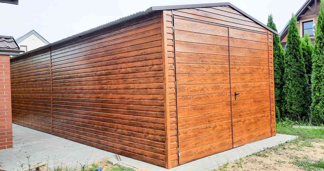 Plechová garáž 3,4x7m sedlová střecha výklopná vrata TS286 - foto 4