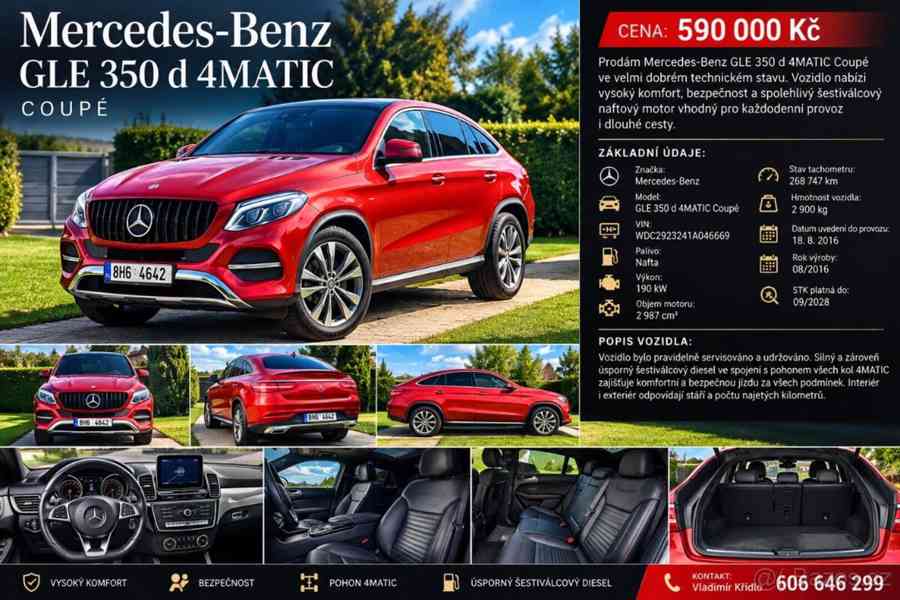 Mercedes-Benz GLE 3,0   350 d 4MATIC Coupé | 190 kW - foto 1