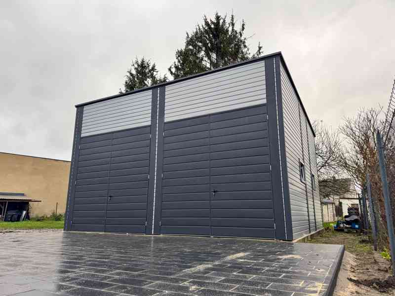 Hala - 7x7m - 2x  Dvoukřídlá vrata - 4x Okno -  dveře TS979 - foto 3