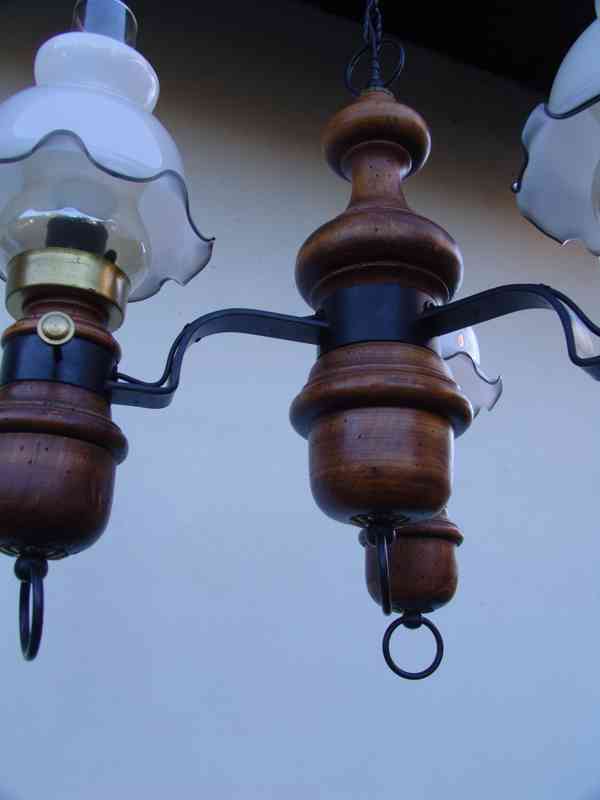 Rustikální lustr - petrolejky - foto 3