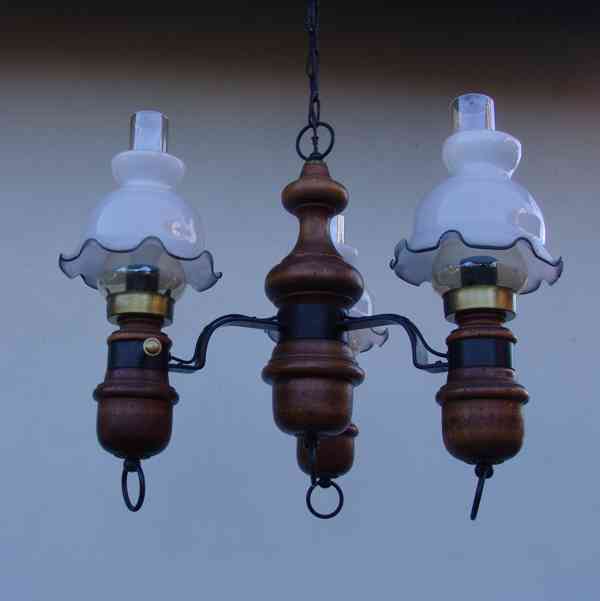 Rustikální lustr - petrolejky - foto 2