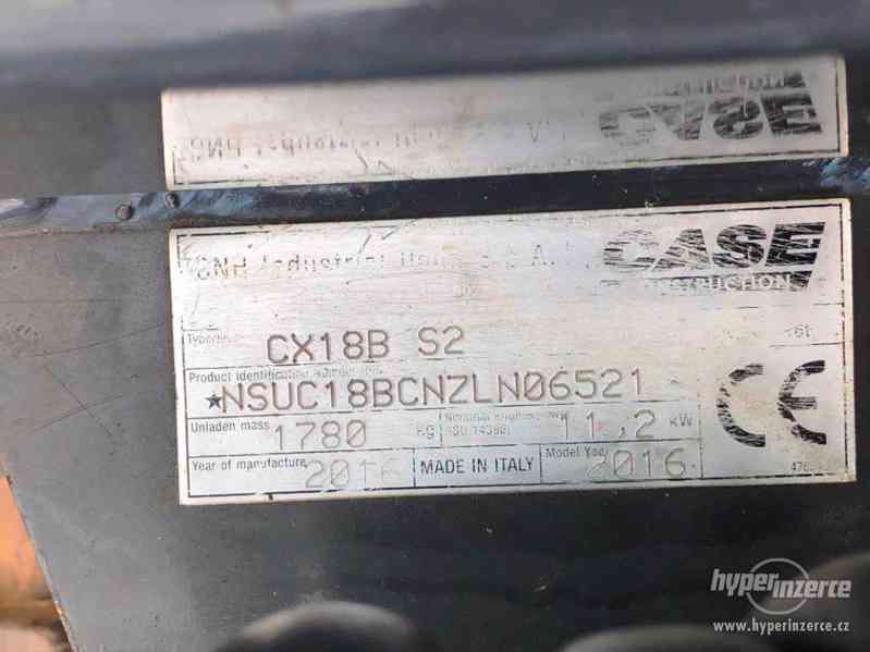 zánovní mini bagr CASE CX18 B S2, rok 2016, jen 988 hodin! - foto 8