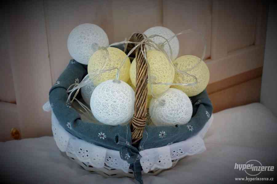Led světelné koule - Cotton balls - bílá/béžová - foto 1