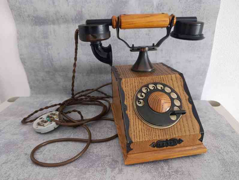 Retro telefon TESLA dřevěný Československo 1979 DEKORACE - foto 20