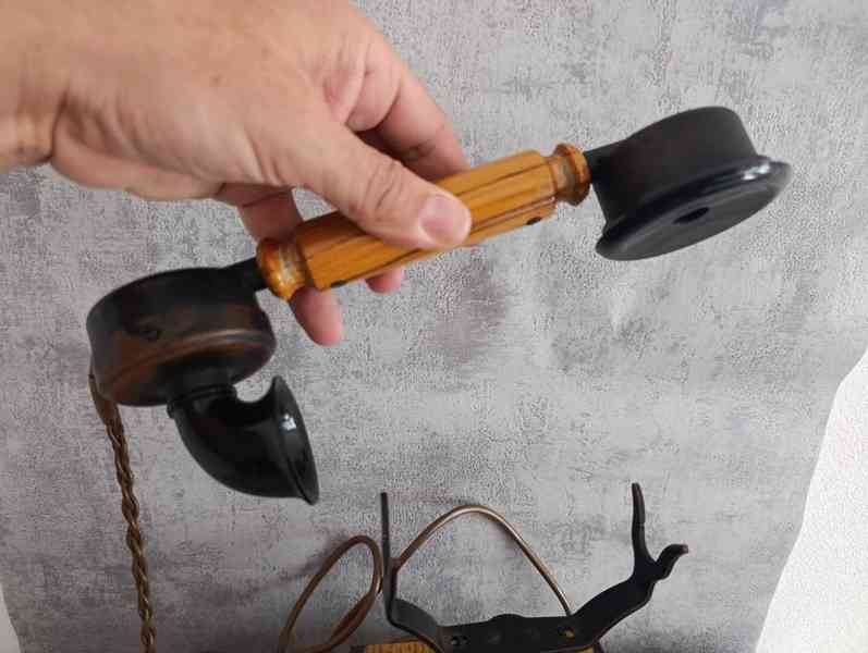 Retro telefon TESLA dřevěný Československo 1979 DEKORACE - foto 15