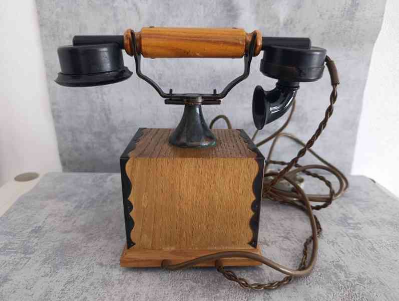 Retro telefon TESLA dřevěný Československo 1979 DEKORACE - foto 13