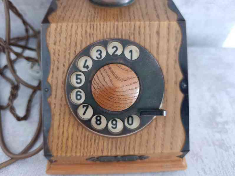 Retro telefon TESLA dřevěný Československo 1979 DEKORACE - foto 4