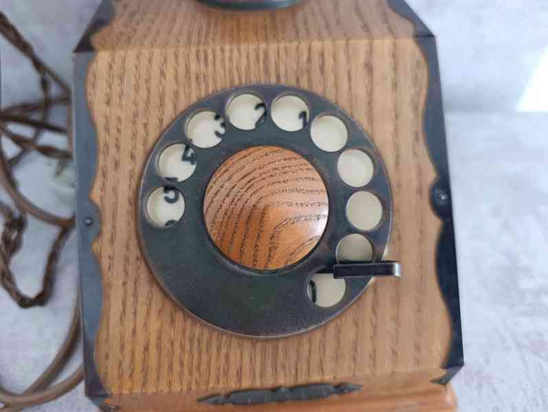Retro telefon TESLA dřevěný Československo 1979 DEKORACE - foto 5
