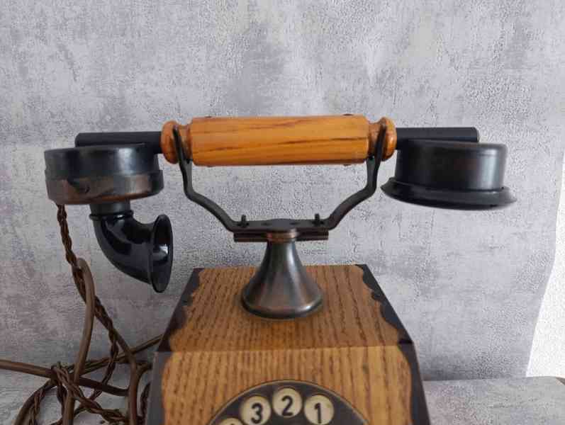 Retro telefon TESLA dřevěný Československo 1979 DEKORACE - foto 6