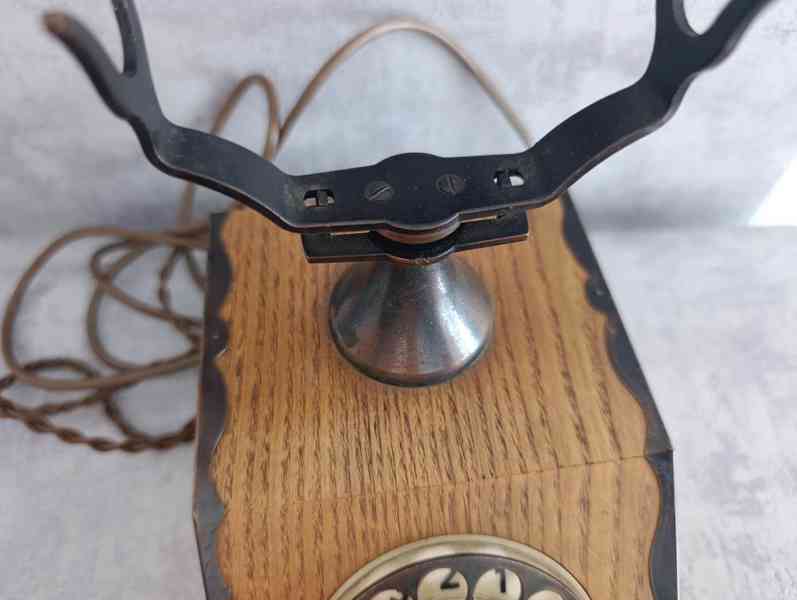 Retro telefon TESLA dřevěný Československo 1979 DEKORACE - foto 10