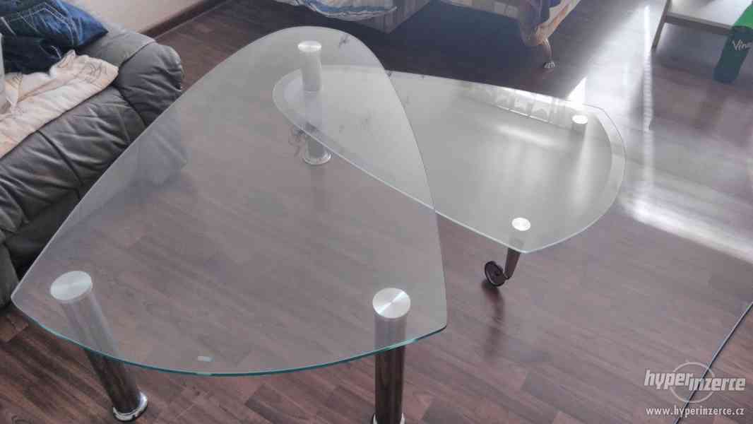 Konferenční stolek - skleněný + chrom - foto 4