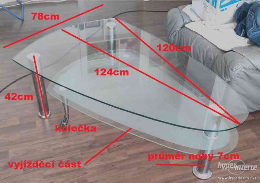 Konferenční stolek - skleněný + chrom - foto 6