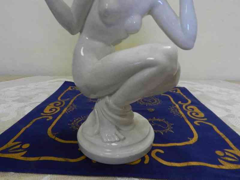 Krásný Art Deco figurální Svícen Akt Dívka Bechyně - foto 3