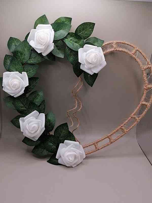 Velké srdce s pěnovými růžemi (Bílé) - Svítící  - foto 2