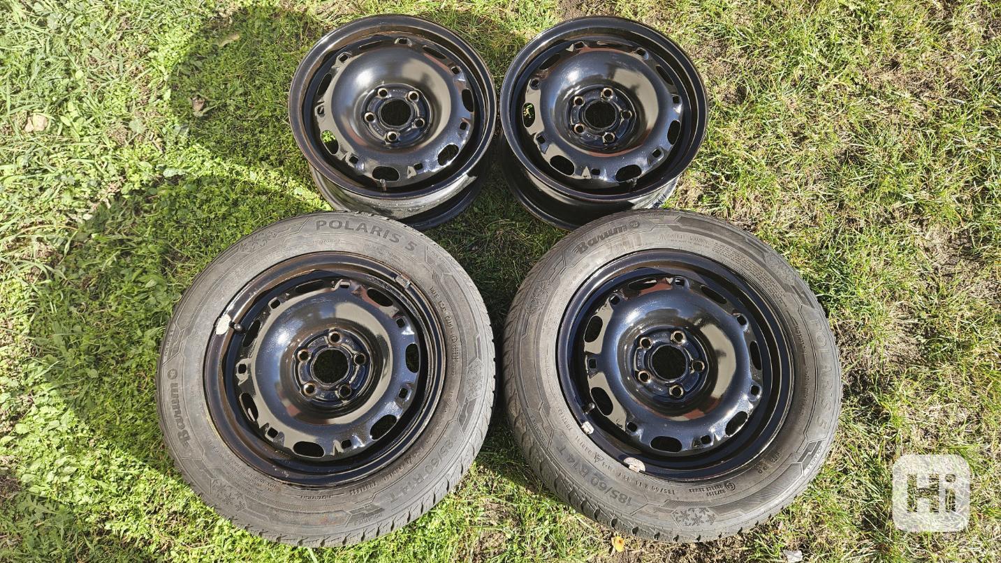 Škoda Fabia plechové disky 6Jx14 5x100 ET43 pneumatiky 14" - foto 1