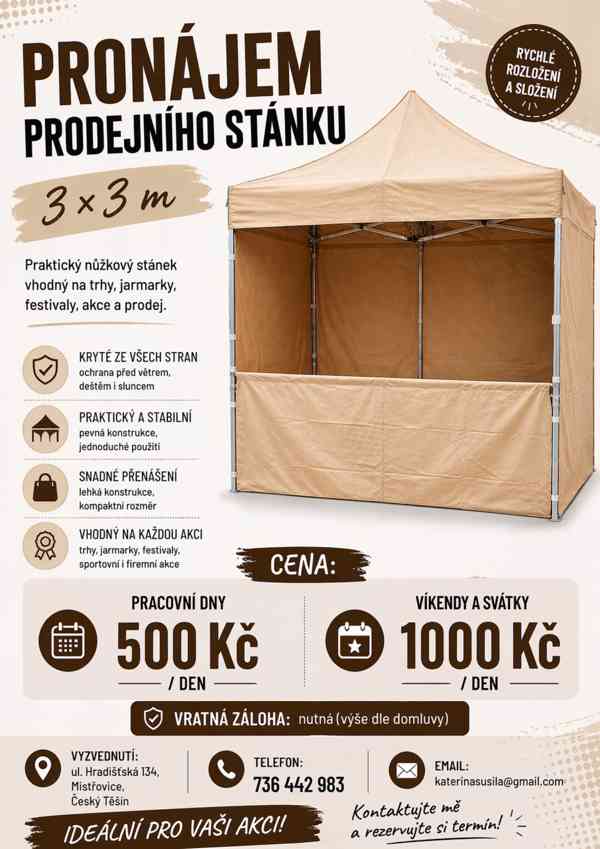 Pronájem prodejního stánku 