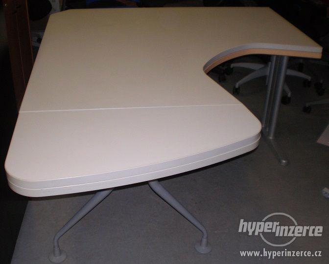 Stůl pracovní vykrojený - bílý - foto 1