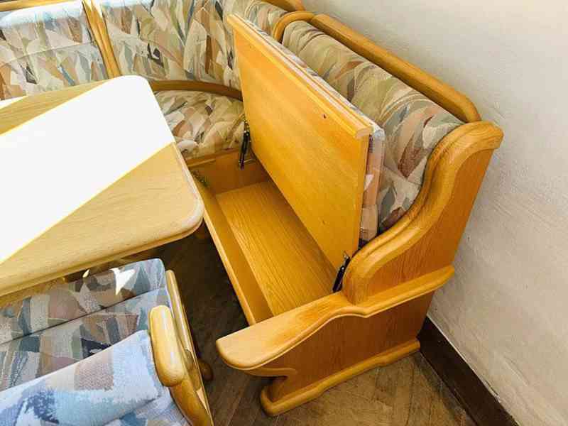  889 Rustikální jídelní set - rohová lavice, stůl, židle - foto 5