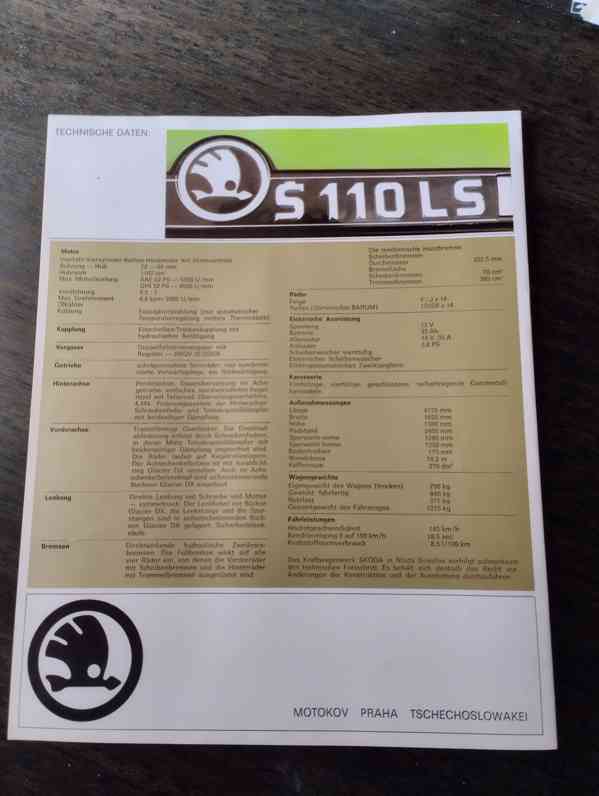 Škoda 110LS - RARITNÍ PROSPEKT  - foto 2