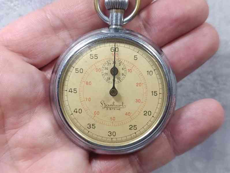 Německé vojenské stopky Hanhart z období II. říše. - foto 14