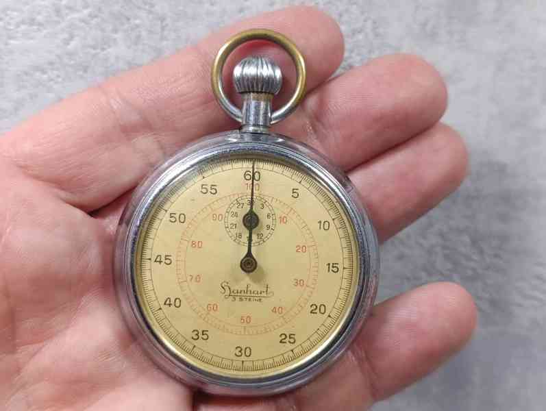 Německé vojenské stopky Hanhart z období II. říše. - foto 9