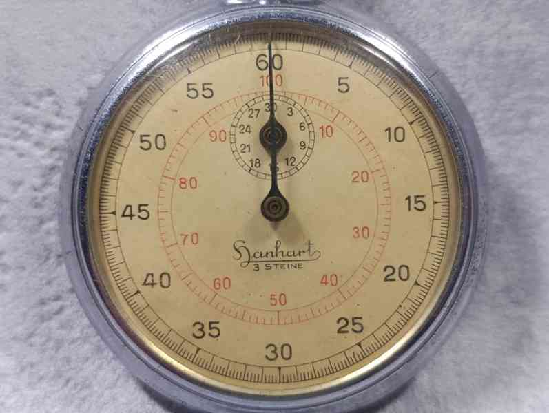 Německé vojenské stopky Hanhart z období II. říše. - foto 12