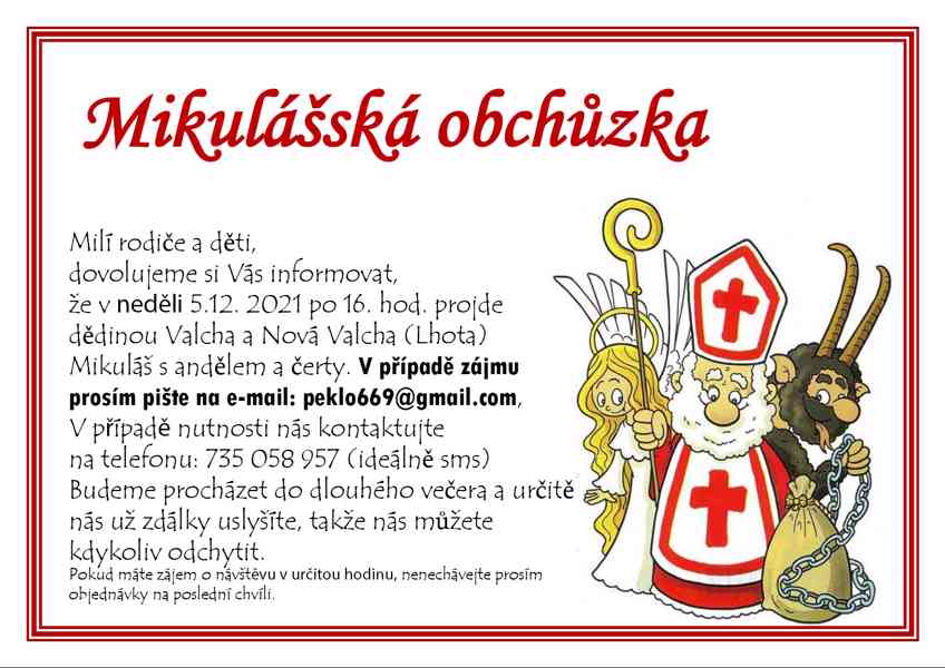 Mikuláš čert a anděl Plzeň - Valcha (Lhota) - foto 1