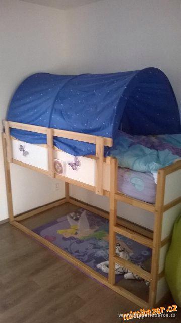 Dětská oboustranná postel Kura + baldachýn Ikea - foto 1