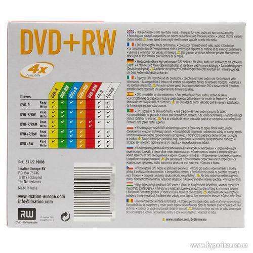 IMATION DVD+RW 4.7GB 4X 100ks CAKE 1ks=5,89- Kč - foto 2