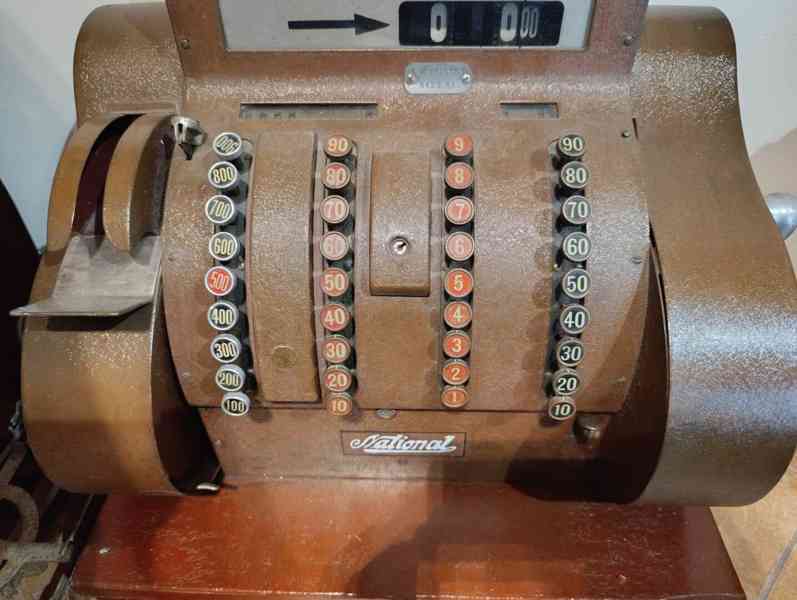 Starožitná mechanická pokladna National – retro kasa - foto 2