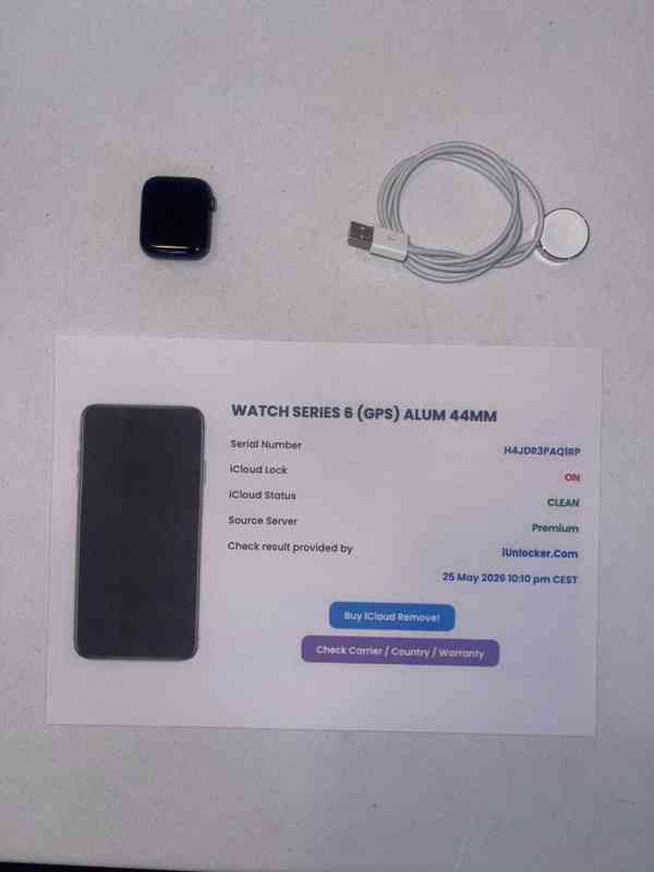 Apple Watch 6 GPS 44 mm – iCloud Lock ON, status CLEAN, b... - foto 2