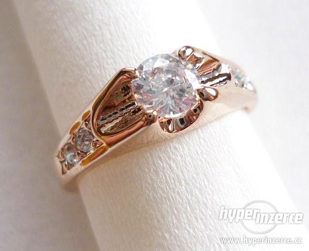 Nový prsten pozlacený-18k světle růžové zlato - foto 2