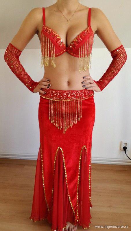 Prodám krásný červený kostým na orientální/břišní tance - foto 1