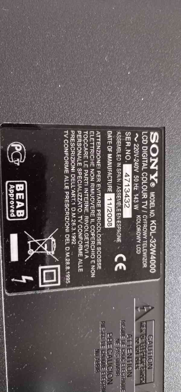 Sony Bravia KDL-32W4000 + držák na stěnu - foto 4