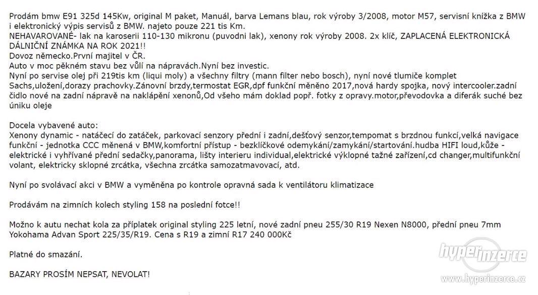 BMW Řada 3 E91 325d 145Kw M-paket, Manuál, 2 - foto 10