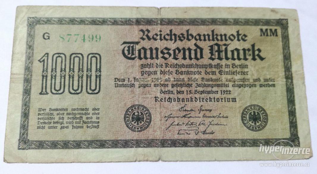 1922, 1000 Mariek, Nemecko, zelený papier - foto 1
