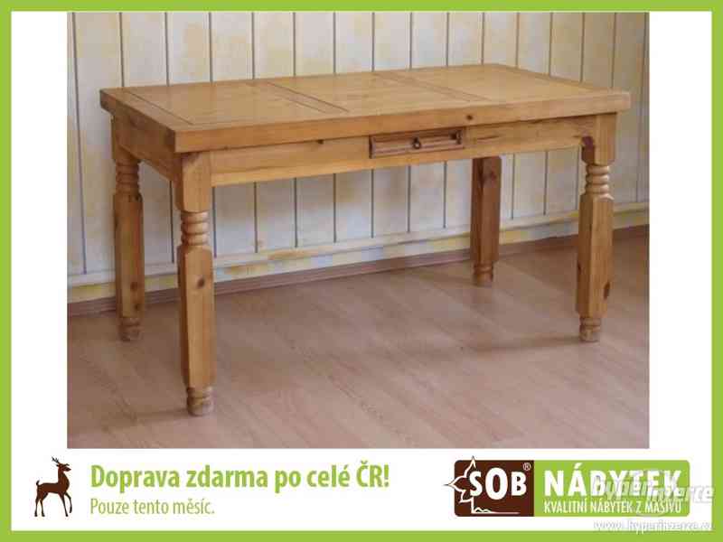 Masivní stůl se šuplíkem, dřevěný stůl - foto 1