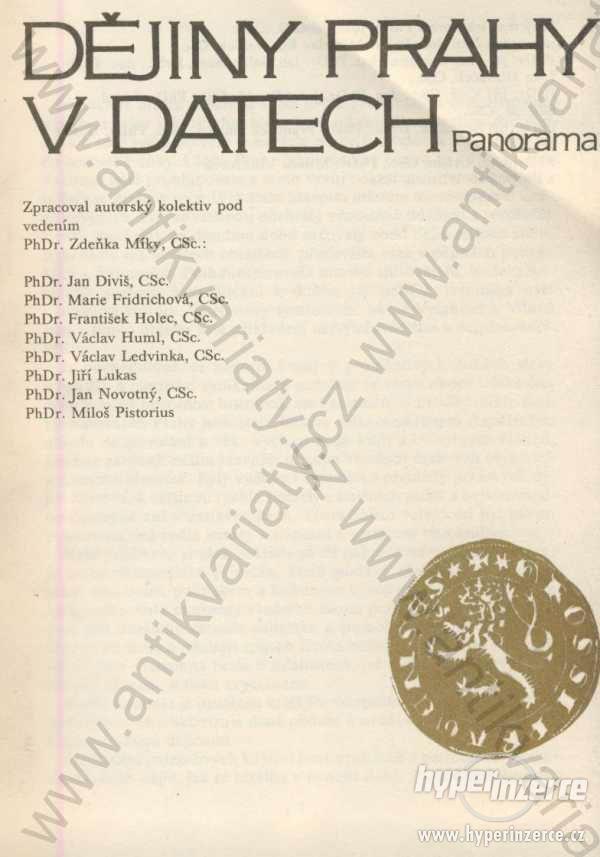 Dějiny Prahy v datech Zdeněk Míka a kol. 1989 - foto 1
