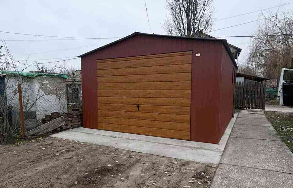 Plechova garáž 4,5x6m -  výklopná vrata dveře okno TS1017 - foto 4