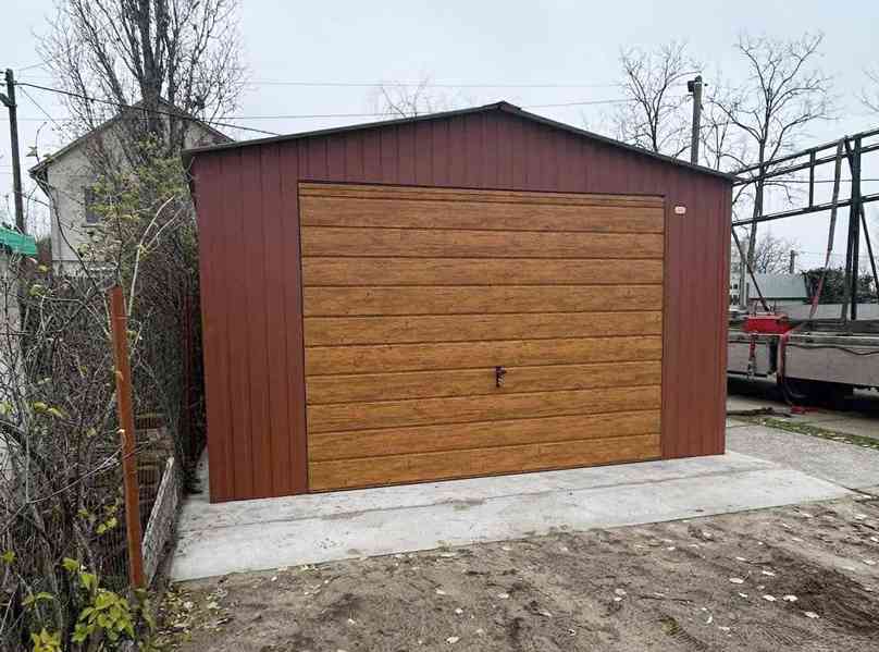Plechova garáž 4,5x6m -  výklopná vrata dveře okno TS1017 - foto 2