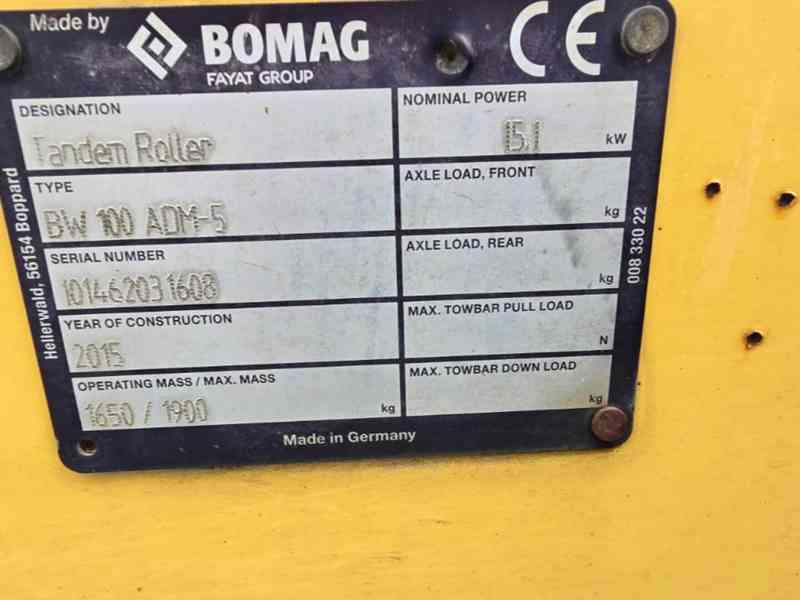 Válec Bomag BW 100 ADM-5 2015, 1 650 kg, diesel - foto 4