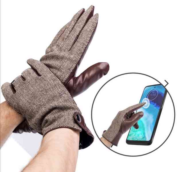 Pánské kožené zateplené rukavice 