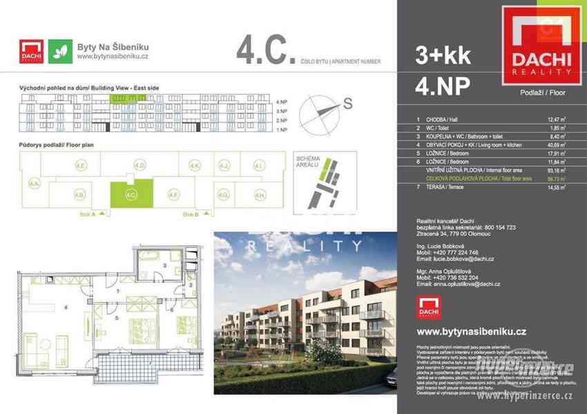 Prodej novostavby bytu 4.C (C1) – 3+kk 99 m?, Olomouc, Bytové domy Na Šibeníku - foto 2