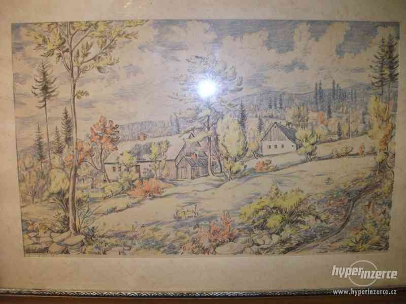 Originál obraz litografie Jindřich Bajgar 1650 Kč - foto 3