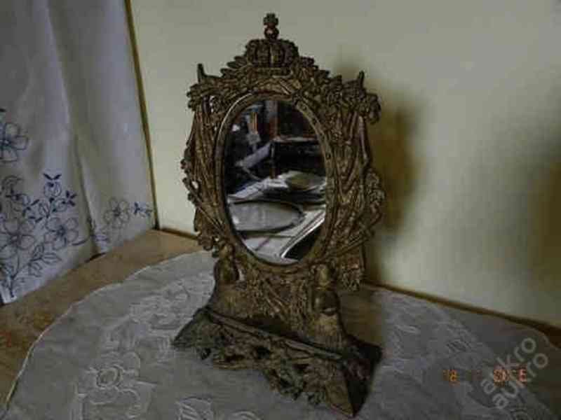 Krásné hezky zdobené starožitné zrcadlo 51cm