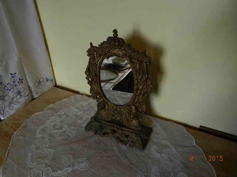 Krásné hezky zdobené starožitné zrcadlo 51cm - foto 2